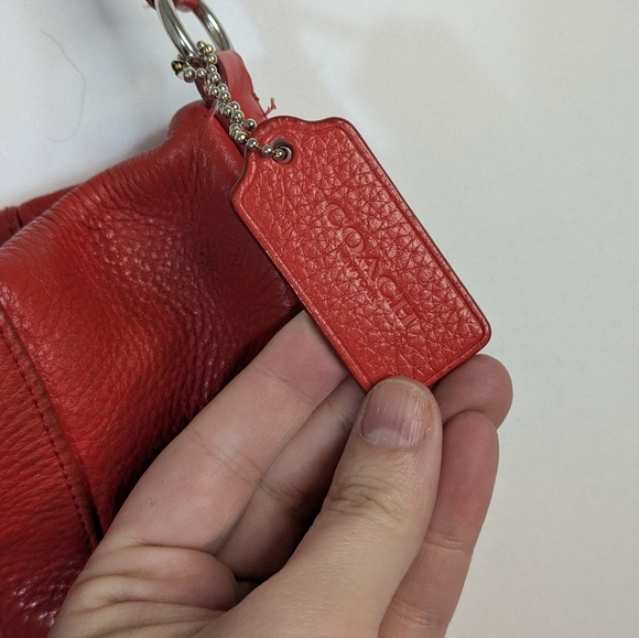 Coach red pebbled leather hobo bag - shoulder and crossbody strap. - Picture 2 of 12